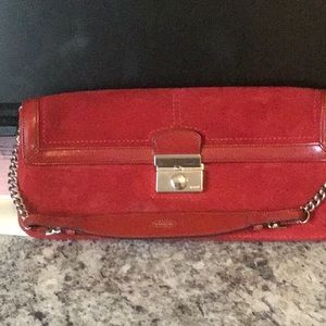 Coach red suede mini satchel